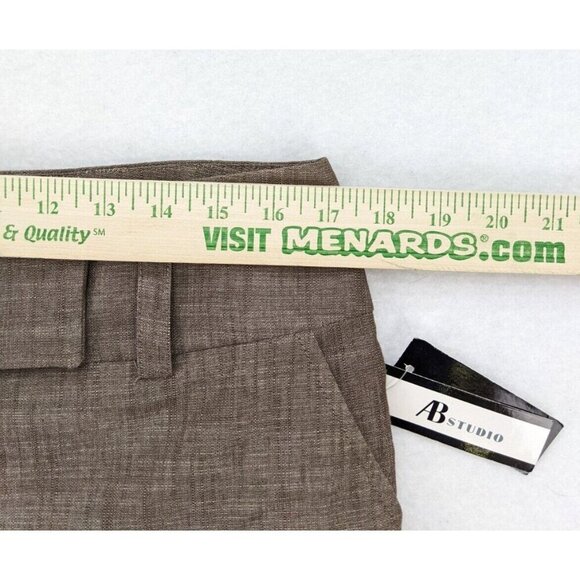 AB Studio Women's Cropped Dress Pants Size 10 Brown Flat Front NEW - Picture 8 of 15
